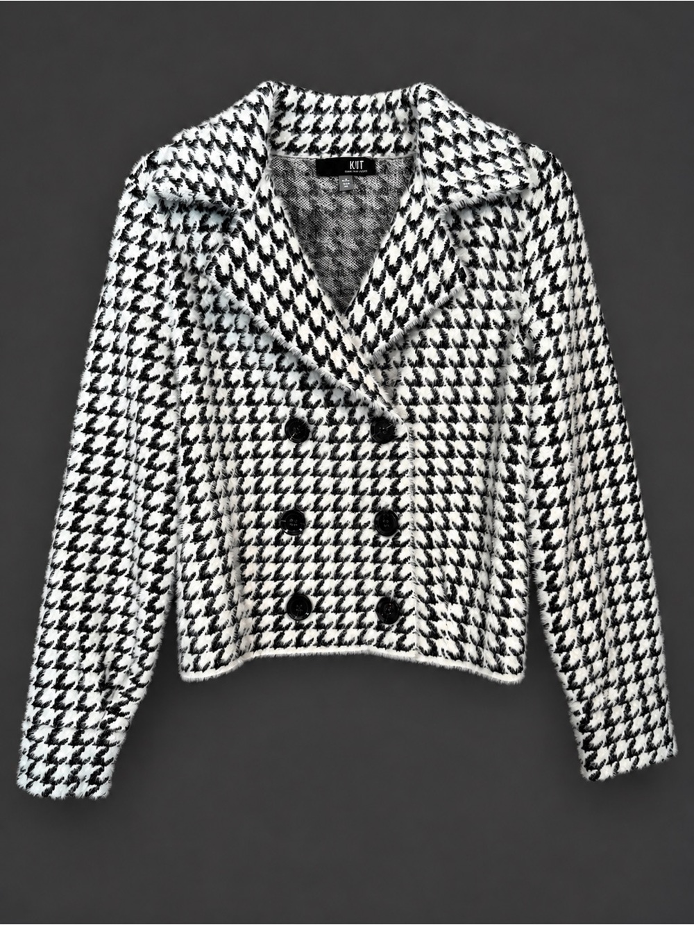 Kut from the Kloth Black & White Houndstooth Pea Coat